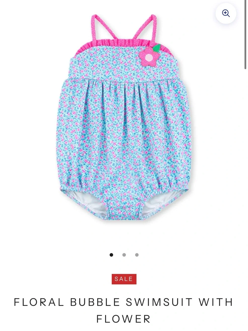 Florence Eiseman Floral Bubble Swim Suit with Flower Baby Girl Size 12 Month